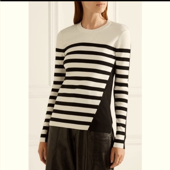 Rag & Bone Wool Blend Striped Asymmetrical Pullover Sweater Top - Picture 7 of 14